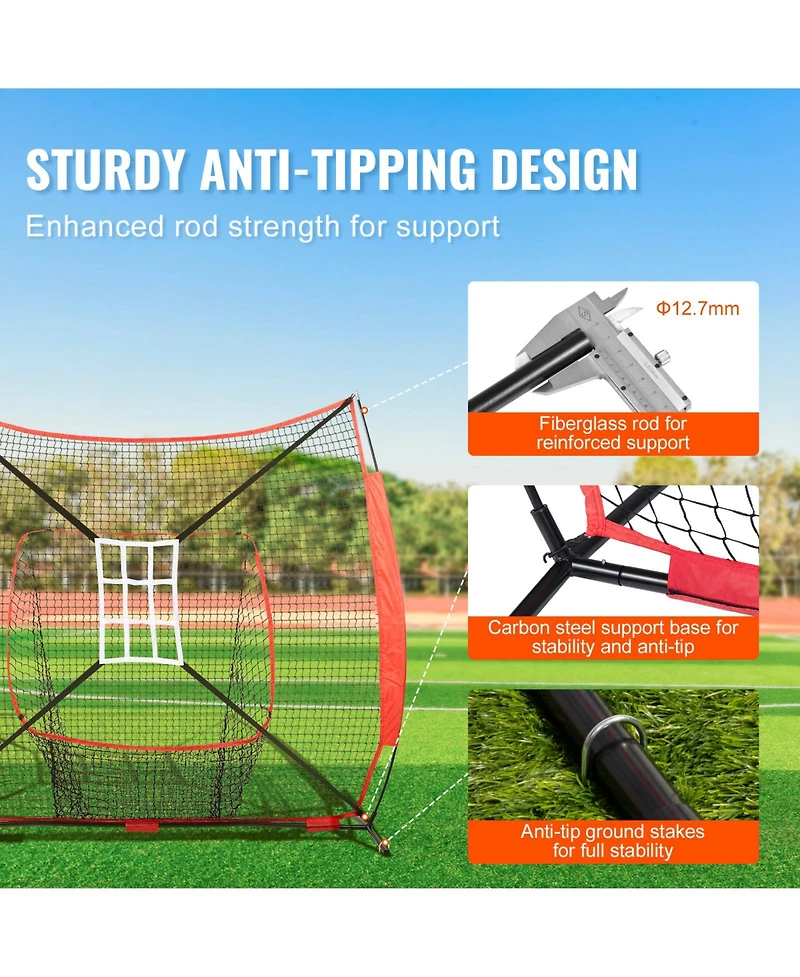 Vevor 7x7 ft Baseball Softball Practice Net Hitting Batting Multiple Accessories