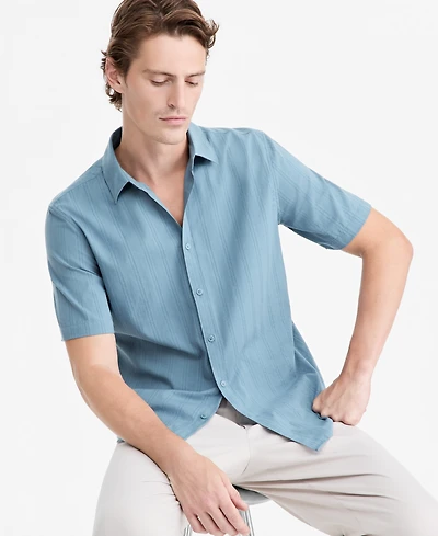Alfani Men's Textured Striped Resort Shirt, Macy's Exclusive