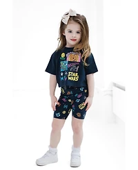 Star Wars Girls' 2-Piece Cropped Tee and Bike Shorts Set