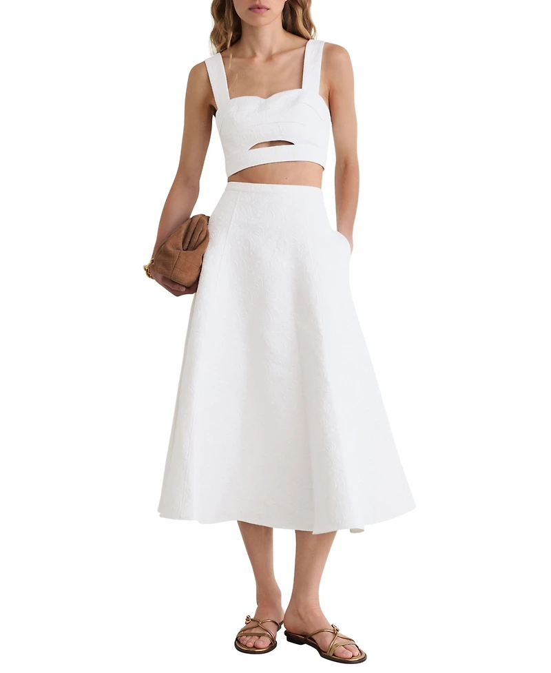 Reiss Women's Tara Cotton-Blend Jacquard Midi Skirt