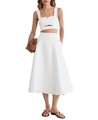 Reiss Women's Tara Cotton-Blend Jacquard Midi Skirt
