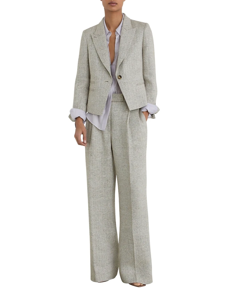Reiss Women's Ezra Herringbone Cropped Suit Blazer
