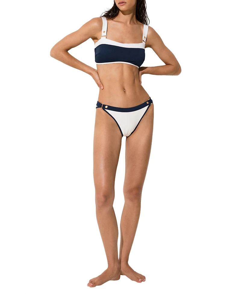 Reiss Women's Saskia Contrast Fixed-Side Bikini Bottoms