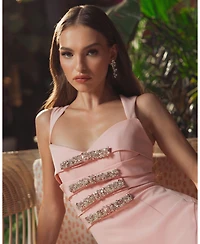 Mac Duggal Women's Sleeveless Crepe Gown With Embellished Bows