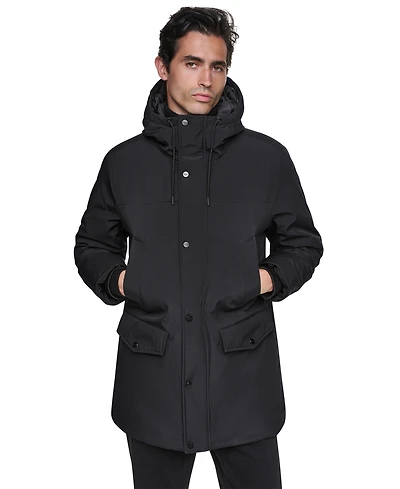 Dkny Men's Heavyweight Signature Parka with Attached Hood Jacket