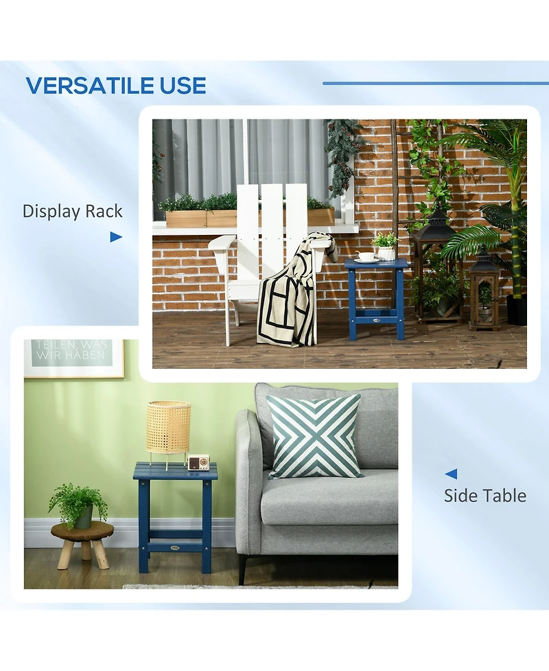 Outsunny 15" Adirondack Patio Side Table, Hdpe