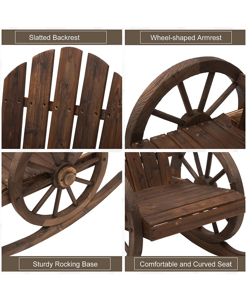 Outsunny Adirondack Rocking Chair with Slatted Design,