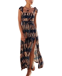 Lascana Women's Viscose Tropical Print Tie Strap Slit Halter-Neck Maxi Dress
