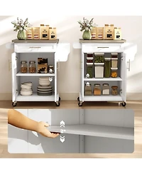 Homcom Rolling Kitchen Island on Wheels with Drawer, Spice Rack,