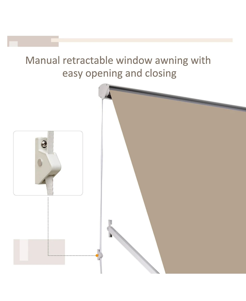 Outsunny Drop Retractable Window Awning Canopy Sun Shade Shelter Arm Manual