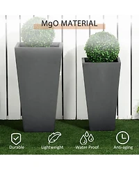 Outsunny 2-Pack MgO Flower Pots with Drainage Hole, Outdoor Planters,
