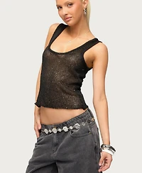 Edikted Women's Eleora Sequin Knit Tank Top