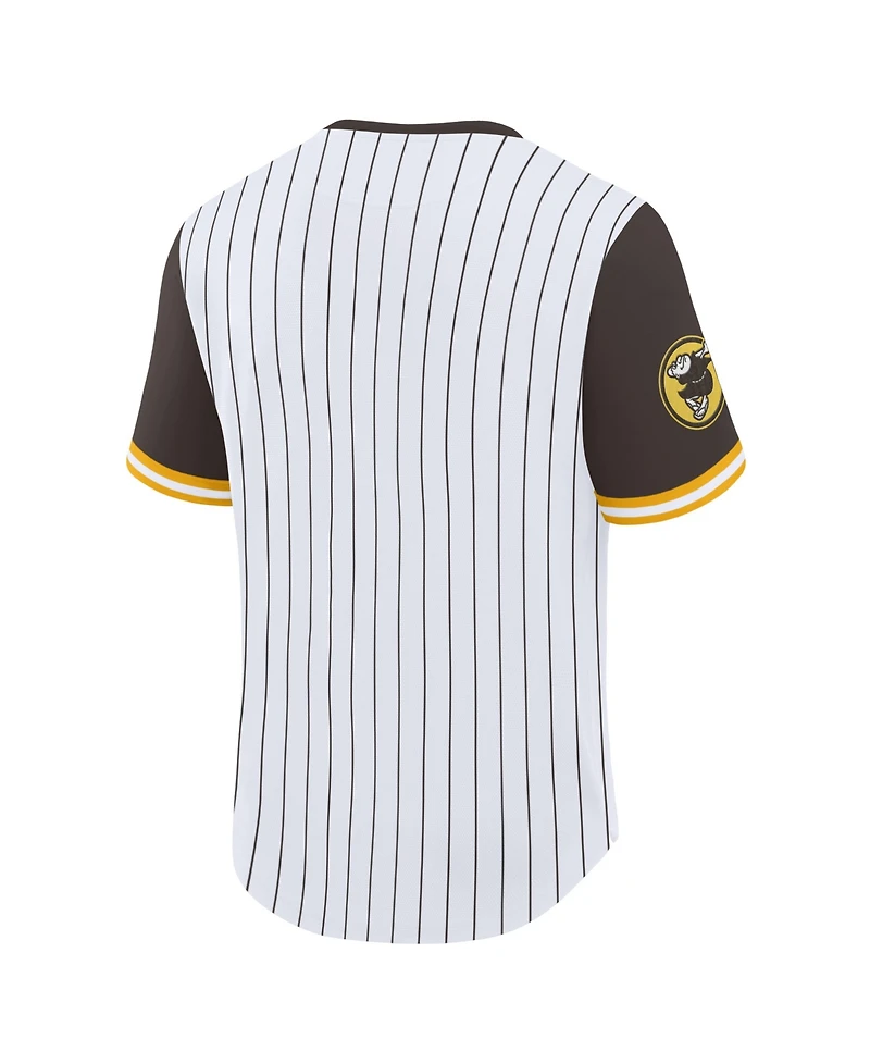 Fanatics Men's White/Brown San Diego Padres Pinstripe Walk Off T-Shirt