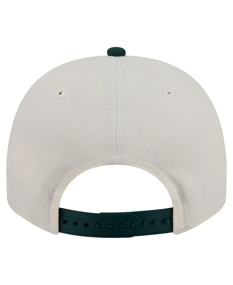 New Era Men's Cream/Dark Green Atlanta Braves Chrome A-Frame 9FIFTY Snapback Hat