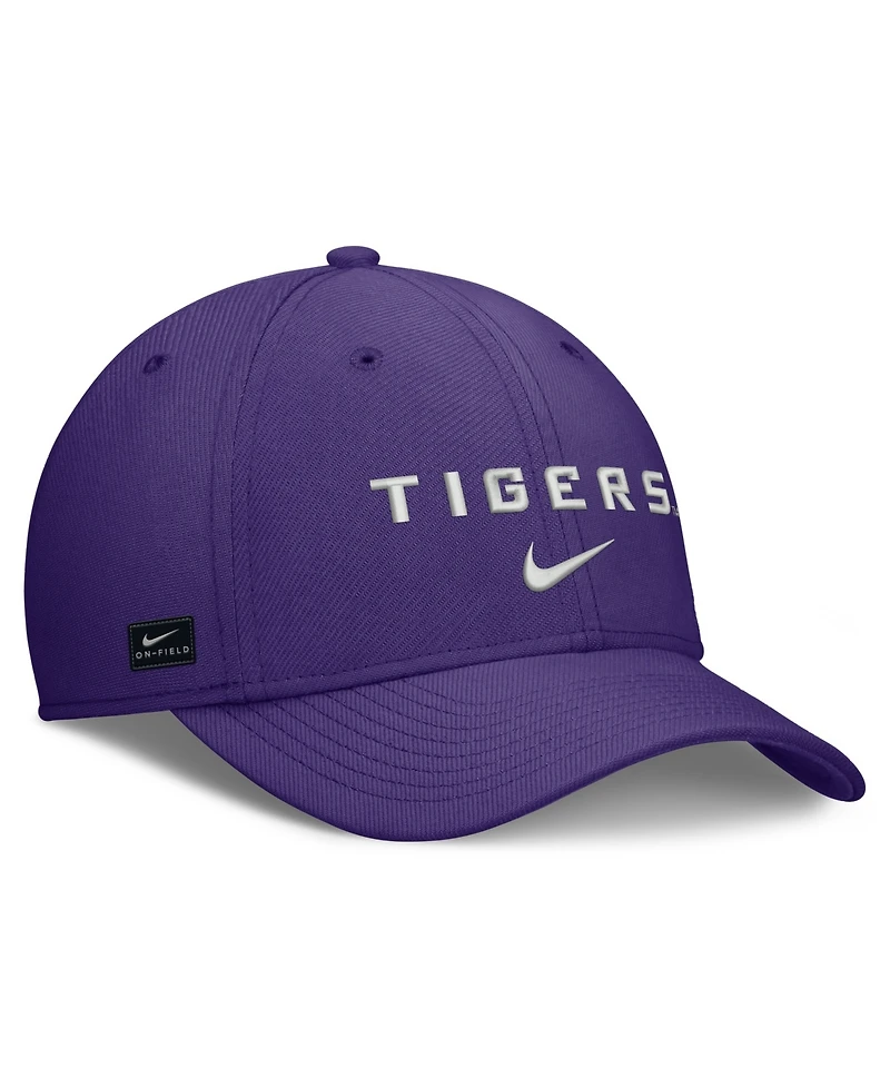 Nike Men's Purple Lsu Tigers Rise On-Field Swoosh Flex Dri-fit Hat