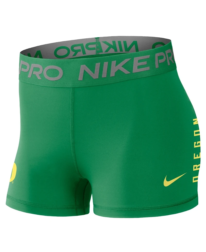 Nike Women's Green Oregon Ducks Pro Dri-fit Mid-Rise Shorts