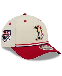 New Era Big Boys and Girls Cream/Red Boston Red Sox Usa 250 9FORTY M-Crown Adjustable Hat