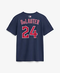 Nike Men's Chase DeLauter Navy Cleveland Guardians Name & Number T-Shirt