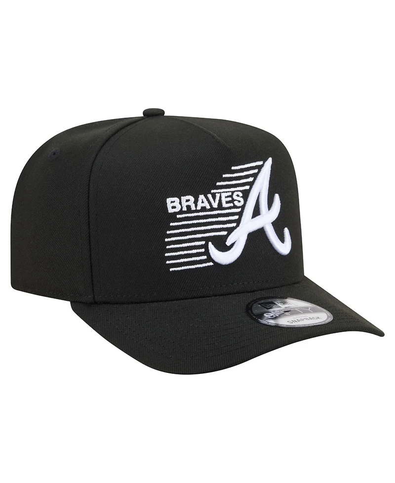 New Era Men's Black Atlanta Braves Motion A-Frame 9FIFTY Snapback Hat