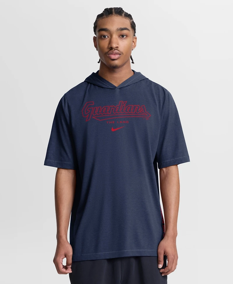 Nike Men's Navy Cleveland Guardians Arched Wordmark Tri-Blend Hooded T-Shirt