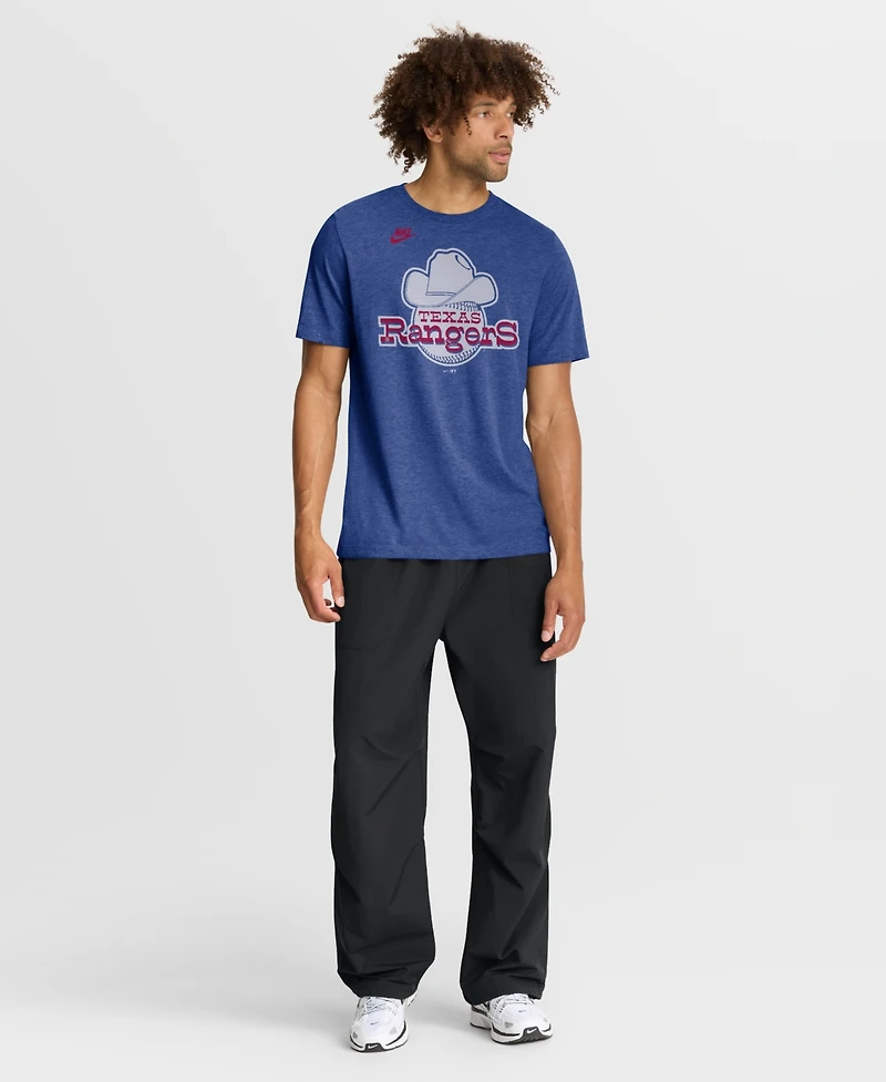 Nike Men's Heather Royal Texas Rangers Cooperstown Logo Tri-Blend T-Shirt
