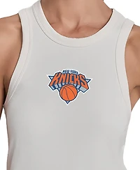 Dkny Women's White New York Knicks Hudson Rib High Neck Tank Top