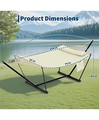 gaomon Outdoor Double Hammock with Heavy Duty Adjustable Steel Stand