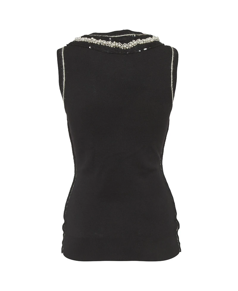 Pre-Owned Dolce & Gabbana Women's Stretch Knit Beaded Top