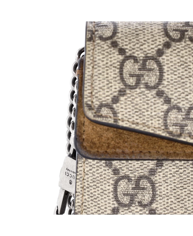 Pre-Owned Gucci Super Mini Dionysus Bag Gg Coated Canvas
