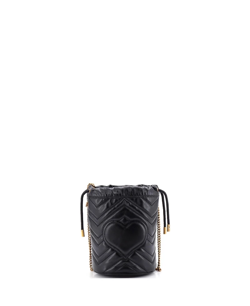 Pre-Owned Gucci Mini Gg Marmont Bucket Bag Matelasse Leather