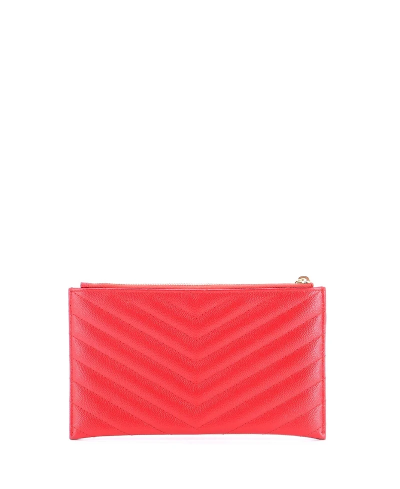 Pre-Owned Saint Laurent Medium Classic Monogram Zip Bill Pouch Matelasse Chevron Leather