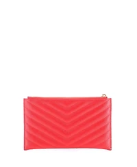 Pre-Owned Saint Laurent Medium Classic Monogram Zip Bill Pouch Matelasse Chevron Leather