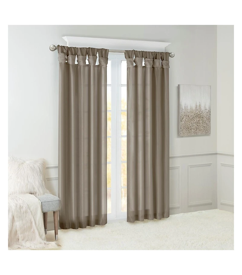 Avobird Twist Tab Lined Window Curtain Panel Pewter 50x84