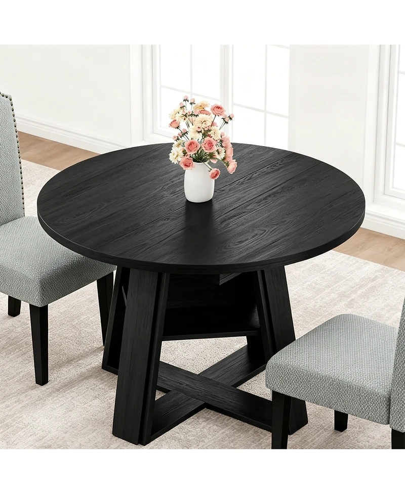 homfan Extendable Round Dining Table, 43.3" to 59.06"