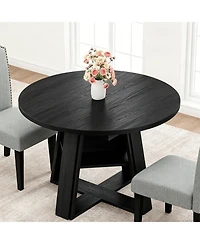 homfan Extendable Round Dining Table, 43.3" to 59.06"