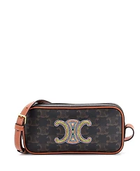 Pre-Owned Celine Small Cuir Triomphe Camera Shoulder Bag Embroidered Triomphe Coated Canvas with Leather