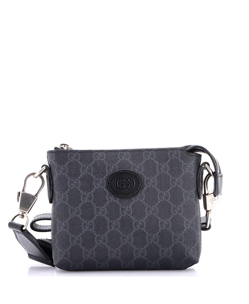 Pre-Owned Gucci Mini Interlocking G Patch Wristlet Messenger Bag Gg Coated Canvas