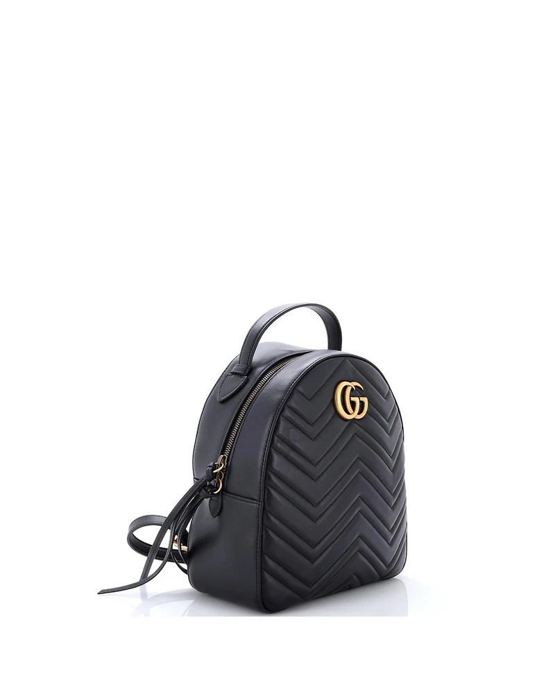 Pre-Owned Gucci Small Gg Marmont Backpack Matelasse Leather