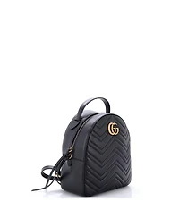 Pre-Owned Gucci Small Gg Marmont Backpack Matelasse Leather