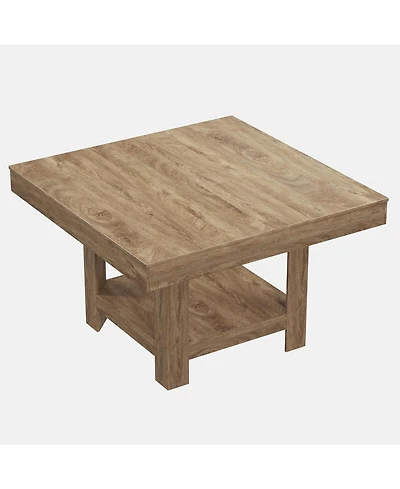 gaomon Square Dining Table for 4-6, 47.2" Kitchen Table with 2-Tier Storage Shelf, Modern Waterproof Dining Room Table