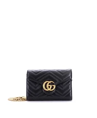 Pre-Owned Gucci Mini Gg Marmont Chain Wallet Matelasse Leather