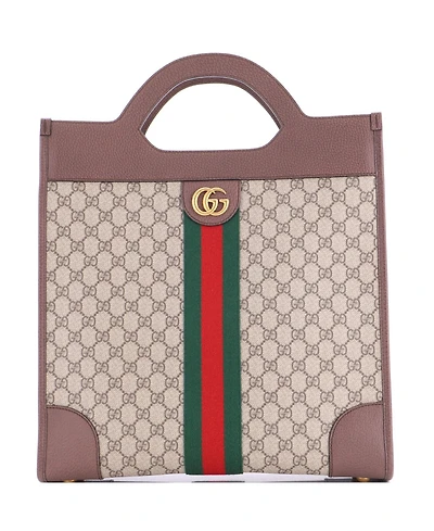 Pre-Owned Gucci Large Ophidia Cut Out Handle Bag Gg Coated Canvas with Leather