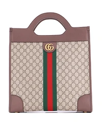 Pre-Owned Gucci Large Ophidia Cut Out Handle Bag Gg Coated Canvas with Leather