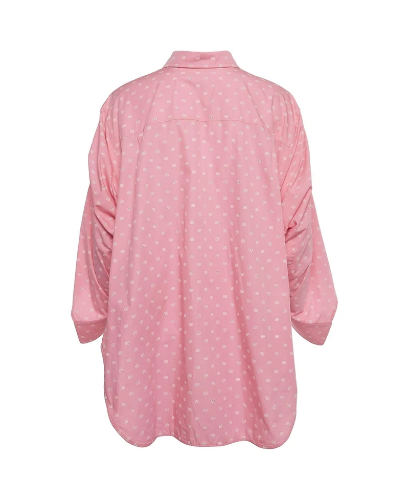 Pre-Owned Balenciaga Women's Monogram Print Oversized Cotton Shirt