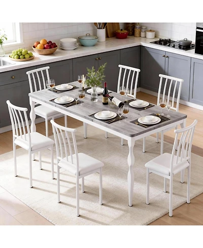 gaomon 78" Modern Dining Table with Heavy-Duty Metal Legs, Farmhouse Kitchen for 6-8 Family