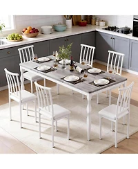 gaomon 78" Modern Dining Table with Heavy-Duty Metal Legs, Farmhouse Kitchen for 6-8 Family