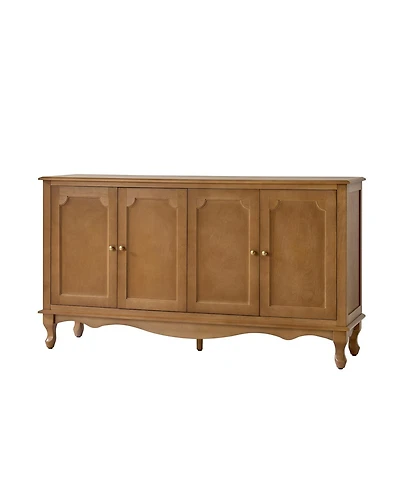 Hulala Home Agnes 58" Wide Transitional 4 Door Sideboard with Cable Management and Adjustable Shelves