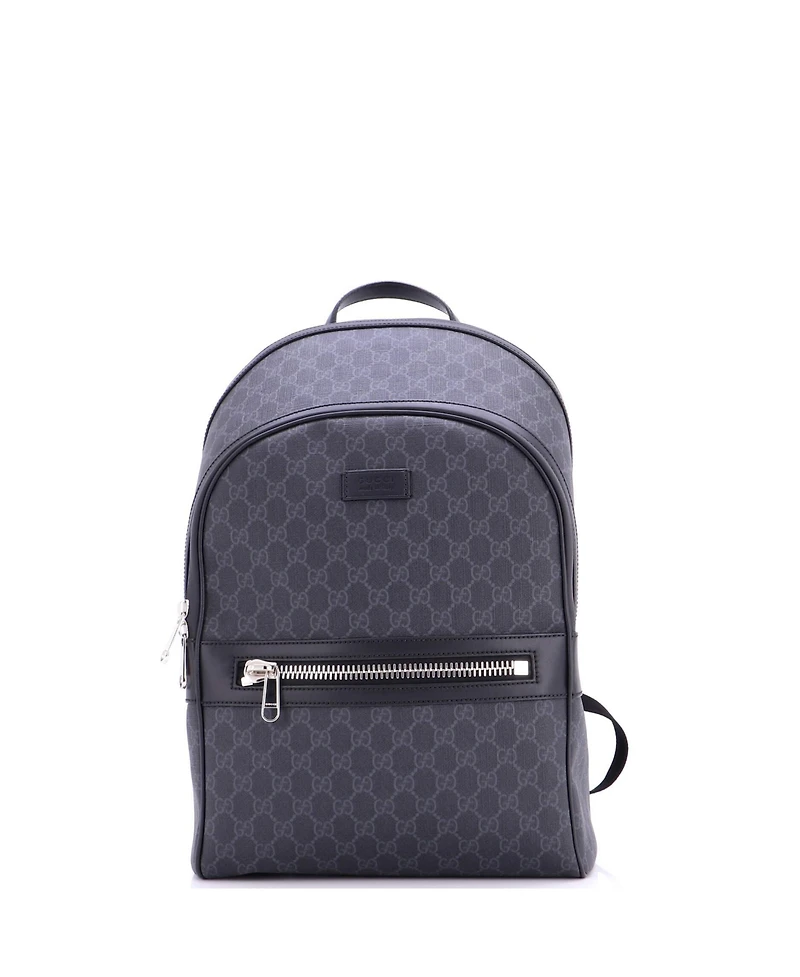 Pre-Owned Gucci Medium Front Zip Pocket Backpack Gg Coated Canvas