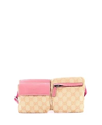 Pre-Owned Gucci Small Vintage Double Belt Bag Gg Canvas with Leather
