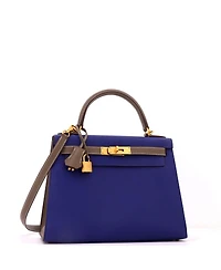 Pre-Owned HERMES Kelly 28 Handbag Bicolor Epsom with Brushed Gold Hardware